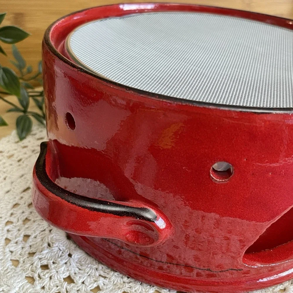 Mamma Ro Italy Terracotta Fondue Pot warmer Base Red Glazed Pottery Rechaud 9